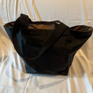 Hervé Chapelier Zippered Tote Bag Black w/Brown